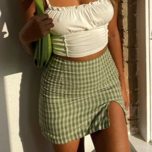 Princess Polly Green Plaid Mini Skirt
